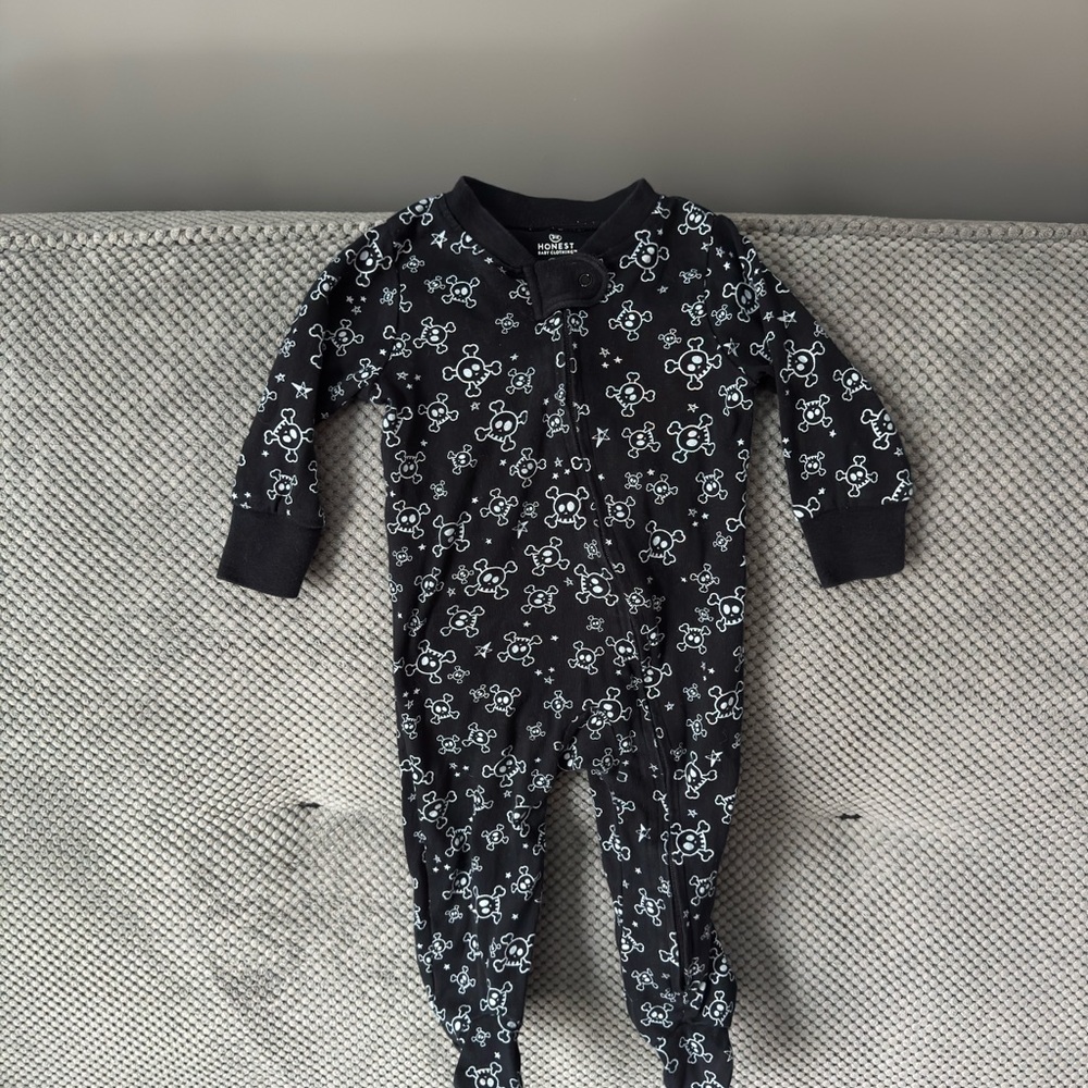Honest Company Organic Cotton 6-9m Cotton Zippered Footie Pajamas